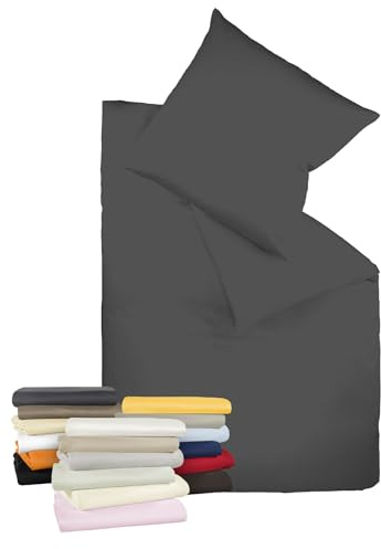 liebling Bettwäsche Interlock Jersey 135 x 200 cm, Farbe anthrazit, Bettbezug aus 100% Baumwolle, edler Glanz, waschbar 60 Grad, Ökotex 100