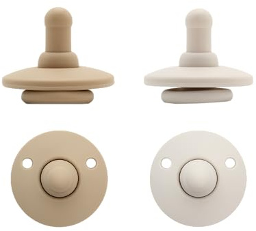 MijnNami Schnuller Soother Pop & Go, 2 Stück, 0/18 Monate, ausziehbares Design (Vanilla & Ivory)