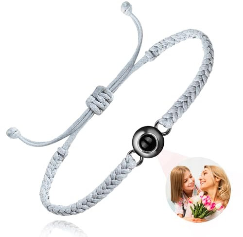 Easycosy Personalisiertes Projektions Armband mit Foto und Bild im Stein - maßgeschneidertes Fotoarmband mit eigenem Foto als personalisierte Weinachtsgeschenke für Frauen Männer Freundin Mama Papa