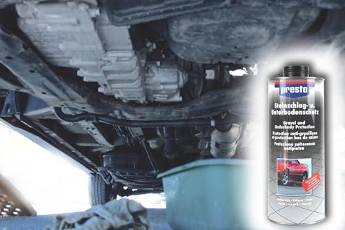 BISOMO Steinschlag Unterbodenschutz 1 Liter, 1000ml Schwarz, Presto Steinschlagschutz, Korrosionsschutz, überlackierbar für Auto, Boot, Tank, Wohnwagen