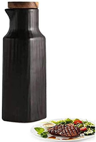 WDCDYQDH Huilier et Vinaigrier, Distributeur d'huile d'olive ou de vinaigre en céramique Artisanale 400 ML Couleur rétro/Noir