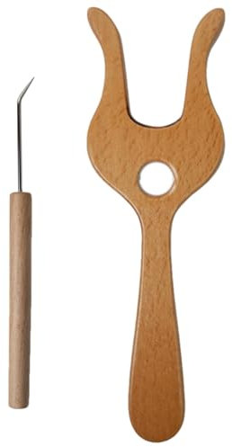 Strickgabel aus - Strickgabel | Holzhäkel-Strickwerkzeug Gabelhaken | Präzise Schnur Häkeln Strickgabel zum Flechten Anfänger für Schnürsenkel, Kordelzug