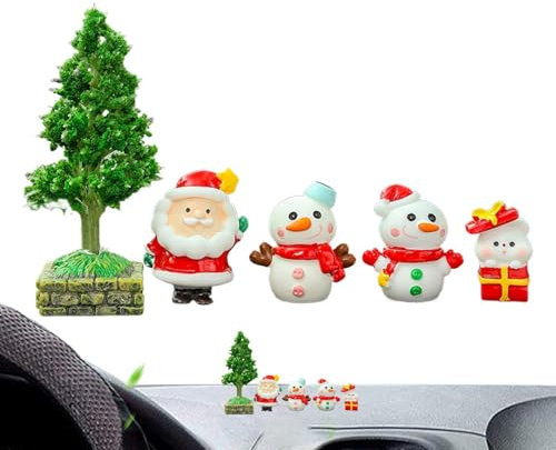 Generisch Winzige Weihnachtsfiguren,Winzige Weihnachtsstatuen | 5X Weihnachtsfiguren aus Kunstharz - Weihnachtsdekorationen für den Weihnachtsfeengarten und Schneekugeln, Puppenhausdekoration