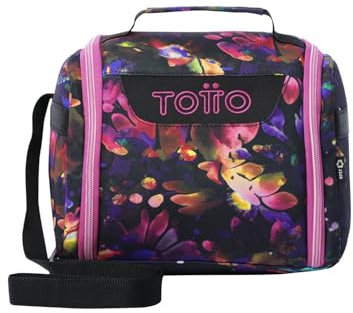 TOTTO - Bolsa Térmica Porta Alimentos 8L, Modelo Resaltador, 25 x 20 x 17 cm, Portameriendas Infantil, Apertura 180º, Asa de Mano, Correa Ajustable, Pasador para Mochila de Ruedas, Color Flower Galaxy