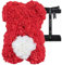 PALUPLUS Orsetto di Rose Rosse con Cuore Bianco, Misura 17x17x25 cm, Scatola Regalo Trasparente da Montare, Orso per San Valentino, Anniversario, Compleanno -034M