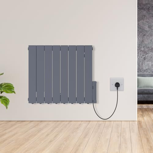 Warmehaus 1500W Electric Oil Filled Radiator 24/7 Day Timer and Thermostat Wall Mounted/Freestanding, Plug in Electric Heater Smart WiFi Low Energy Portable with Child Lock Anthracite