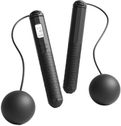 LeeQinersw Cuerda de Salto Sin Cable con Temporizador Digital para Entrenamiento en Casa, Negro