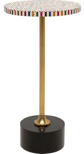 Kare Design Beistelltisch Domero Sticks, Mehrfarbig, Durchmesser 25 cm, rund, Couchtisch, Wohnzimmer, Nachttisch, Stahlgestell