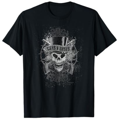 Guns 'n' Roses Faded Totenkopf und Pistolen Grunge Grafik T-Shirt