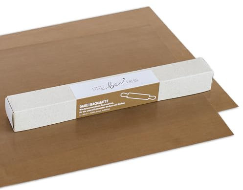 little bee fresh Dauerbackmatte (2er Set) – 2 Stück (33x40 cm) – Wiederverwendbare Backmatte | Dauerbackfolie | Nachhaltige Alternative zu Backpapier | Hitzebeständig bis 260°C | Premium-Qualität