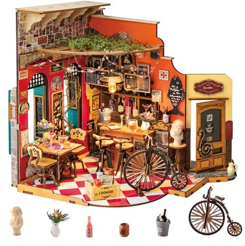 Rolife DIY Miniature House Kit Cheers Bar Model Kits for Adults to Build Miniature Dollhouse Home Decoration Birthday Gift