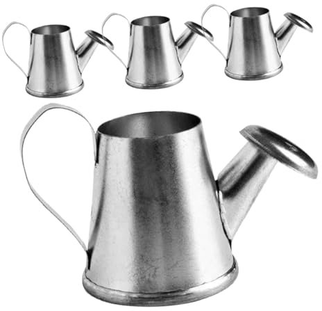 FONDOTIN 4 Piezas Mini Maceta de riego de Flores Accesorios de regadera regaderas Watering Can fercho Toys Bolster Cubo de riego de Plantas riego Puede en Interiores Planchar Silver