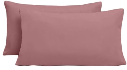 Federe Cuscini Letto Matrimoniale 50x80cm 2 PCS, Federe per Cuscini con Invisibile Cerniera in Premium Microfibra, Copri Cuscino Letto Anallergico e Traspirante, Rosa Scuro