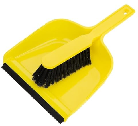 Jantex Dustpan & Brush Set, Yellow | Sweeps up dirt and debris in professional kitchens, cafes or bars to maintain strict hygiene standards.