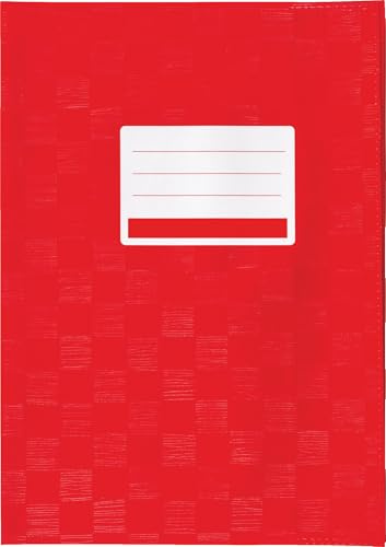 Hefthülle Heftumschlag für Schulhefte Notizbücher Kladden uvm (Hochrot, A5 | 5er Pack)
