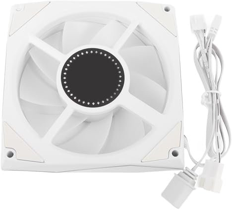 Denash Ventilateur DE Boîtier PC Argb, Refroidisseur DE Processeur à Faible Bruit DE 120 Mm 9 à Lame avec Lumières LED, PWM 4pin, Argb 3pin pour les Réglages du Logiciel DE Contrôle, (WHITE)