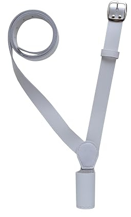 White Leather Flagpole Holder Cross belt, Left Shoulder Parade Strap for Flag Carrier, Ceremonial Marching Band Drill Team Honour Guard, Adjustable Genuine Leather Pole Holster Sling (Left Shoulder)