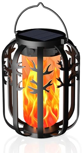 KagoLing Solarlampen für Außen, 1 Stück Verbessert Solar Laternen für Draußen mit Realistische Flammeneffekte, Dual-Modus-Aufladung USB & Solar, Lampions Außen Wetterfest für Garten, Balkon, Hof Deko