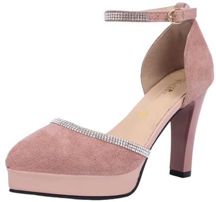 Elegant Women's Chunky Heel Traditional Costume Dancing Shoes with Buckle Closure for Bridal and Ballerina Events (8.5)