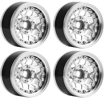 Für Traxxas Für TRX4 Für TRX6 Für Axial Für SCX10 1/10 Aluminium 1,9 Beadlock Felgen Einstellbare Offsets RC Autoteile RC Felgen Teile(Silver)