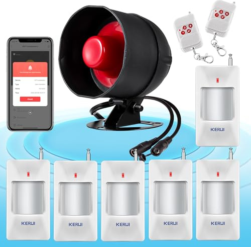 Sistema di allarme WiFi da 120 dB per la sicurezza domestica con 6 sensori di movimento e telecomando per capannoni e garage