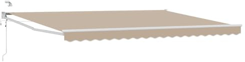 vidaXL Elektrische ausziehbare Markise Beige 5 x 3 m, Automatische Markise, Moderne elektrische Überdachung, ausziehbare Sonnenschutzlösung, Aluminiumterrassenabdeckung, Außenschutz, LED-Beleuchtung