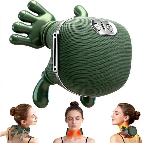 MASSORA Massaggiatore Shiatsu 3D Riscaldato per Collo, Schiena e Gambe, Ricaricabile USB, Pelle PU
