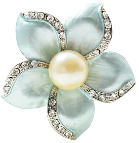 QUXVUIS Broche tendance en perles de culture simulées, insigne élégant en cristal et fleur, bijou pour femme, veste, manteau, vêtement, décoration pour célébrations,