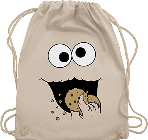 Turnbeutel Rucksack - Karneval & Fasching - Taschen - Keks Monster I Krümelmonster I Cookie Monster Fastnacht I Fasnacht I Fasnet - Unisize - Naturweiß - stoffbeutel kindergarten karnevalsbeutel