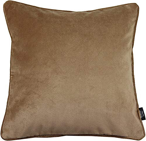 McAlister Textiles Matter Samt | Kissenbezug für Sofakissen in Karamel | 50 x 50cm | erhältlich in 25 Farben | griffester Samt edel paspeliert | Kissenhülle für Samtkissen
