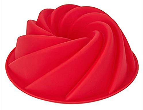 LUUFAN Moule en Silicone Moule à gâteau antiadhésif de 9 inch, certifié par la FDA & respectueux de l'environnement Tin Bunds en Silicone (Red)