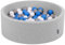 KiddyMoon Bällebad 90X30cm/300 Bälle ∅ 7Cm Bällepool Mit Bunten Bällen Für Babys Kinder Rund, Hellgrau:Grau/Weiß/Blau