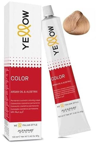 Alfaparf Group - Coloración cosmética permanente – 8 rubio claro – Yellow Color Argan Oil & Aloetrix – 100 ml