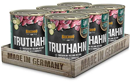 BELCANDO Super Premium Dose [6x800g Truthahn mit Reis & Zucchini] | Nassfutter für Hunde | Feuchtfutter Dose | Alleinfutter für Hunde Aller Rassen