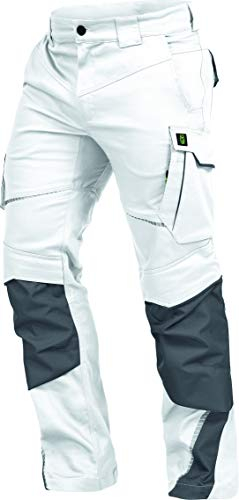 Leibwächter Flex-line Arbeitshose Herren – weiß/grau – Gr. 46 – Bequeme Workwear mit Elastan (Spandex) – 60°C waschbar & trocknergeeignet – erhöhte Reißfestigkeit – für verschiedenste Berufe
