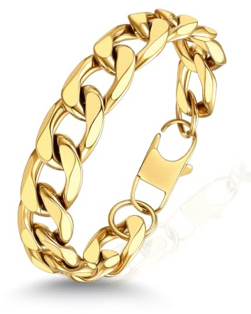 ChainsHouse Herren Armband Edelstahl Panzerarmband 6/8/13MM Breit | Damen Gliederarmband 19/21/23CM, kubanisches Kettenarmband in Silber/Gold, Armskette Armreif Geschenk für Männer Frauen