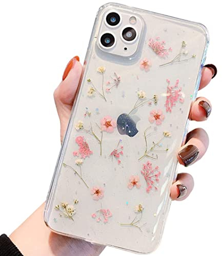 iPhone SE 2020 Hülle iPhone 8 HandyHülle Blume iPhone 7 Handyhüllen Kristall Echt Getrocknete Blumen Schutzhülle Silikon Rückschale Handgefertigten Bumper Case Cover für iPhone 7/8/SE 2020 4,7'', D1