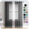 MRTREES Voile Gardinen Vorhang halbtransparent kurz mit Ösen in Leinenoptik Stores Gardinen Schals für Wohnzimmer Schlafzimmer Kinderzimmer Schwarz 225×140cm (H×B) 2er Set