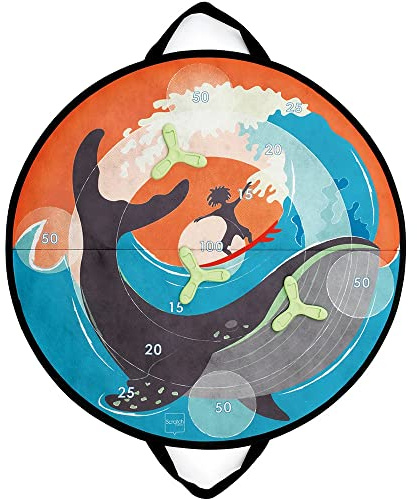 SCRATCH Magnetische Zielscheibe, Wurfspiel, Kinder Dartscheibe und Zubehör, Spielzeug für drinnen und draußen, Motiv Surfer