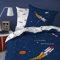 MATT & ROSE Parure de Lit Enfant Explore Space 140x200 cm | 100% Coton | Oeko-TEX | Housse de Couette 1 Personne 140x200 cm 1 Taie d'oreiller 63x63 cm Imprimés Réversibles | Bleu