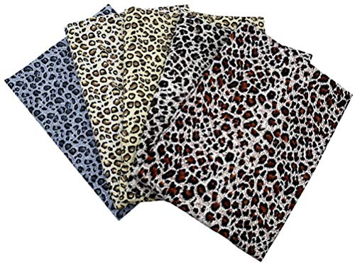 VALICLUD 48 X 48 cm Leopardenmuster Stoff Tier Leopard Quilten Stoff Patchwork Quadrate Bündel Nähen Bastelstoff für Handgefertigte Bastelbedarf 5St