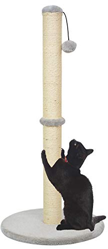 Kazura 86cm Tall Cat Scratching Post, Claw Scratcher with Sisal Rope and Covered with Soft Smooth Plush, Vertical Scratch [Full Stretch], Modern Stable Design for Cats (86cm)