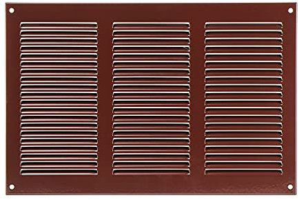 Steinberg14 Griglia di Ventilazione Rettangolare 300x200 mm - Griglie di Aerazione in Metallo Marrone - Serranda di Scarico dell'aria con Zanzariera - Copri Bocchetta Interna a Parete e a Soffitto