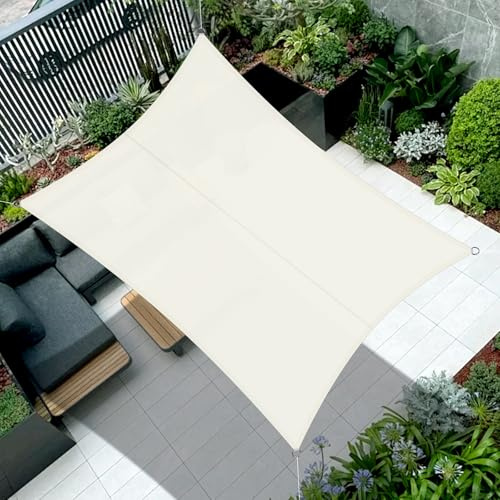 Cool Area Toldo Vela Impermeable Rectangular 3.5x5m, Crema | Toldo Vela de Sombra Protección UV,PES Toldos para Patio Exterior Jardín Terraza