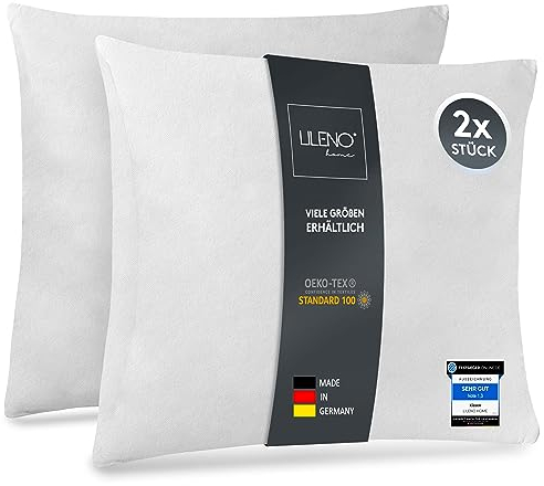 LILENO HOME 2er Set Kissenfüllung 30x30 cm - 40°C waschbares Innenkissen geeignet für Allergiker - Polyester Kisseninlet als Couchkissen, Sofa Kissen, Cocktailkissen und Kopfkissen