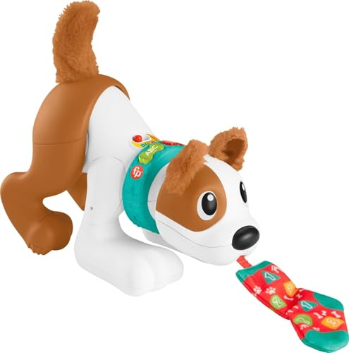 Fisher-Price Baby Lernspielzeug 123 Crawl with Me Welpe, elektronischer Hund mit intelligenten Bühneninhalten und Lichtern, für Kinder ab 6 Monaten