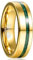NUNCAD Grün Stein Ring für Damen Herren aus Wolfram Vergoldet 6mm Verlobungsringe, Freundschaftsringe & Partnerringe Größe 53
