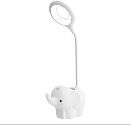 BEL AIR HOME - Lampe de Bureau LED Tactile 5W pour Enfants | 3 Températures de Lumière, 3000K-4000K-6500K | Réglable, Avec Batterie et Trou pour Stylos | Lampe Bureau Blanc, Métal (BLANC)
