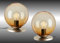 Trango 2er Set 7012AL Retro Tischlampe *PUB* Glaskegel Tischleuchte in AMBER inkl. je 1x E27 LED-Leuchtmittel & Kabelschalter, Fensterbank Leuchte, Nachttischlampe, Schreibtischleuchte, Leseleuchte