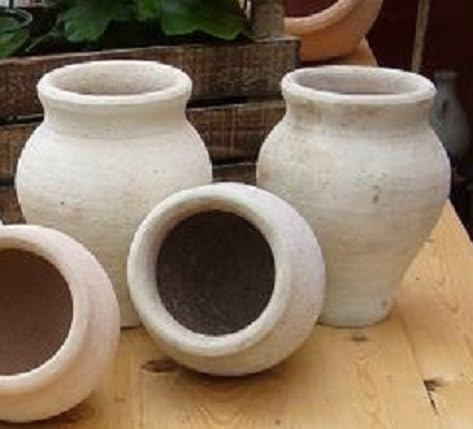 4 -er Set Rustikale Blumentöpfe Ringeltöpfe je ca.15 cm hoch Terracotta Garten Mediterran Landhaus Vintage